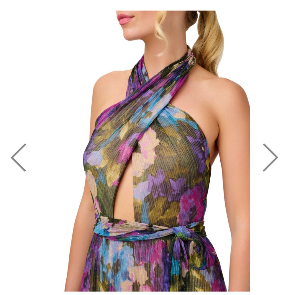 Aidan Mattox Purple and Blue Halter Slit Maxi Gown NWT - Picture 5 of 14
